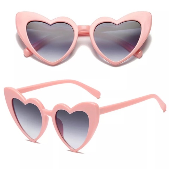 Accessories - Pink pinup cat eye heart sunglasses
